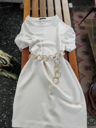 Mini abito/tunica Pinko bianco panna.