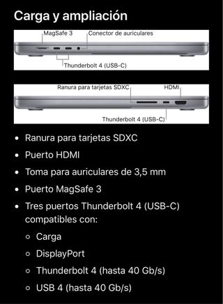 MacBook Pro 14” M1Pro 16RAM 512GB SSD Batería 91%