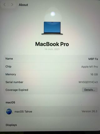 MacBook Pro 14” M1Pro 16RAM 512GB SSD Batería 91%