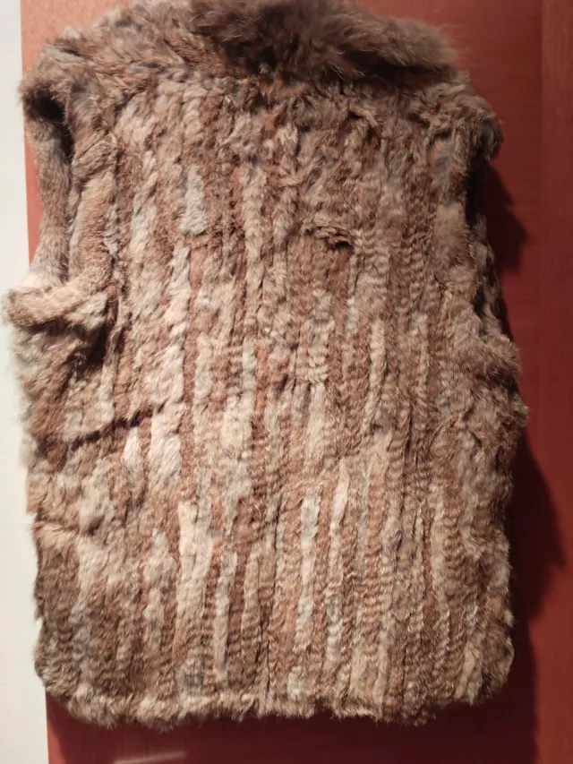 Chaleco pelo conejo auténtico marrón multicolor