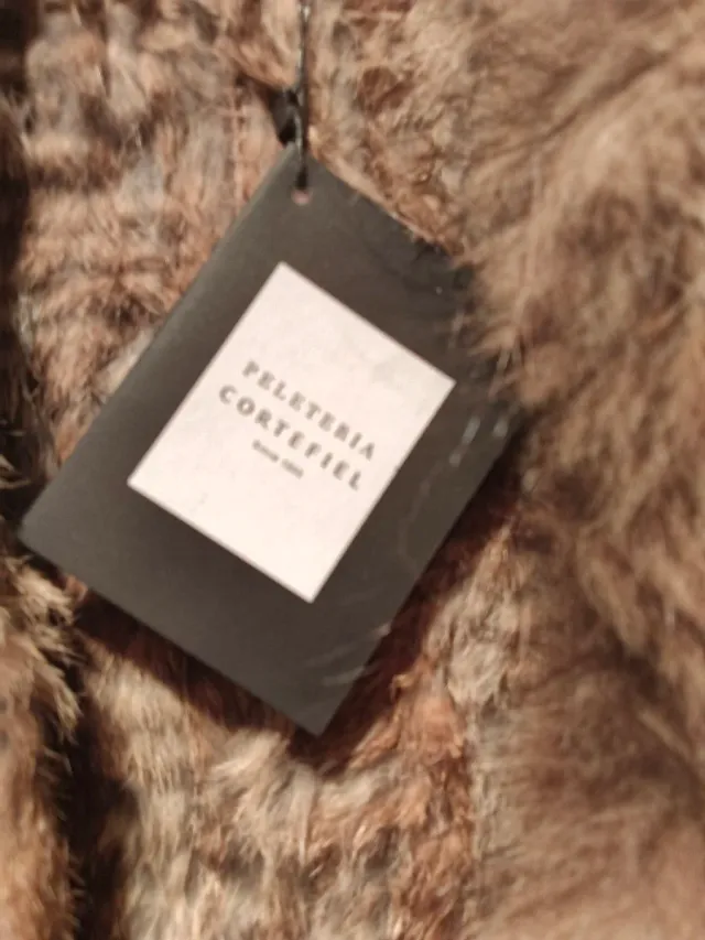 Chaleco pelo conejo auténtico marrón multicolor