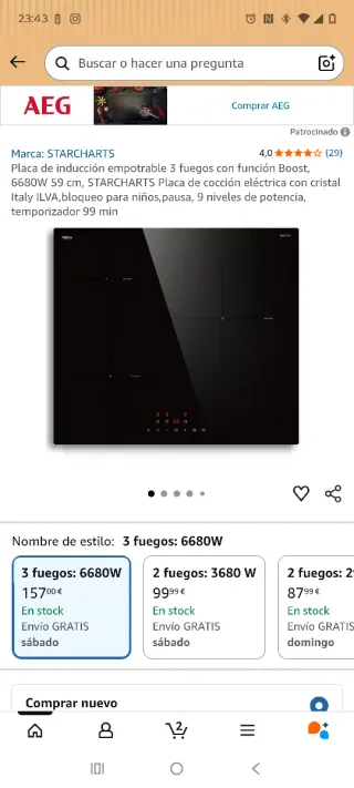 Placa de inducción ISEASY 3 fuegos