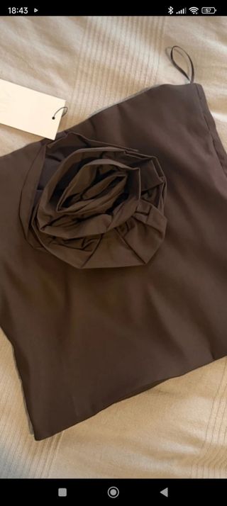Top Zara Marrón con Flor