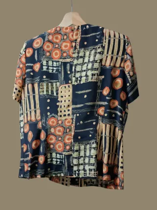 Conjunto Retrô Chic Forrado Estampa Geométrica