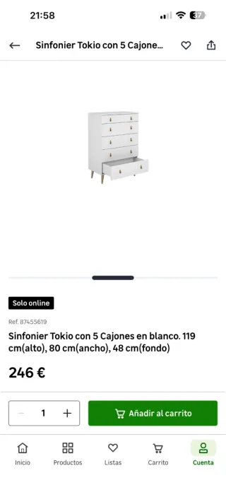 Sinfonier Blanco con Tiradores Dorados