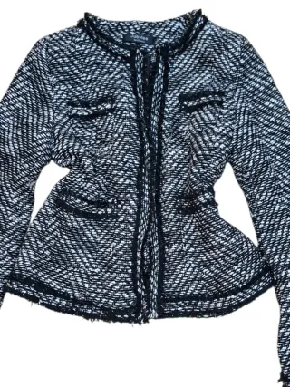 Casaco Tweed Elegante Estilo Cardigan