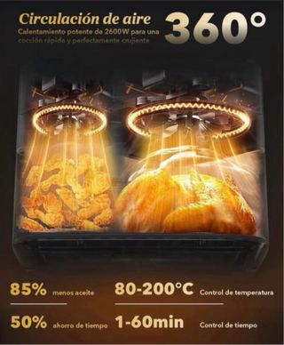 Freidora Aire Doble Cesta 2600W SIN ABRIR