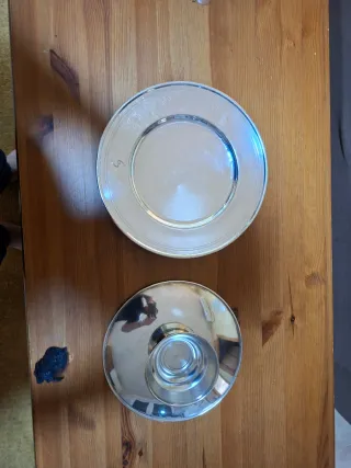 Lote 8 Platos Alpaca Plateada + Centro