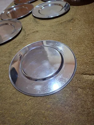 Lote 8 Platos Alpaca Plateada + Centro