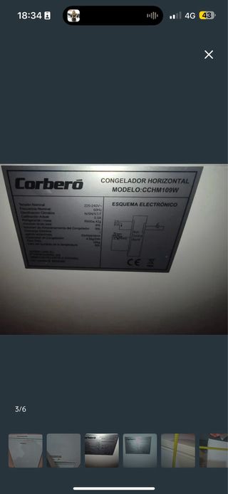 Congelador Corbero CCHH10024E 98L