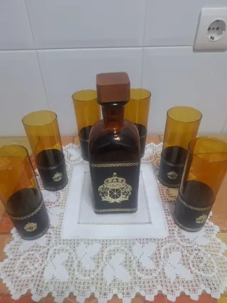 Juego Vintage Vasos y Botella Whisky