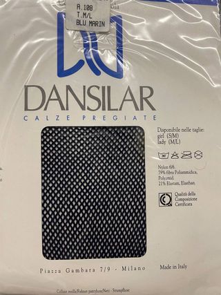 3 paia di calze a rete blu vintage Dansilar M/L