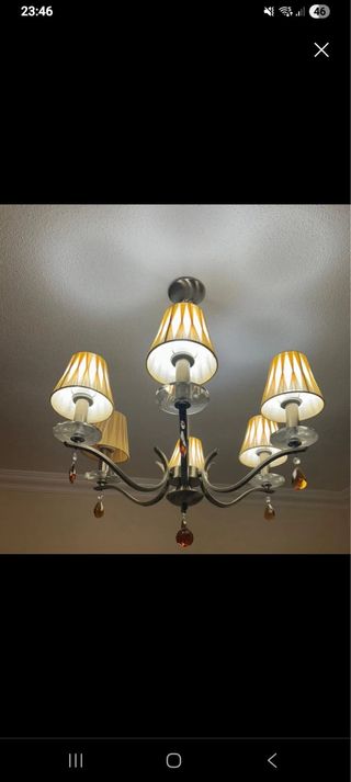 Lámpara de cristal colgante dorada