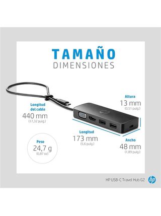 HP G2 Docking Station de Viaje USB-C Multipuerto -