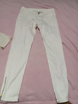 3 Pantalones Blancos Talla 38 Mango/Zara