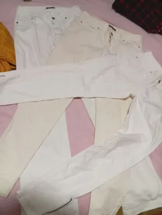 3 Pantalones Blancos Talla 38 Mango/Zara