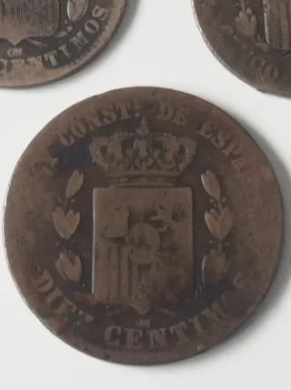 Lote 3 Monedas Alfonso XIII 5 y 10 céntimos