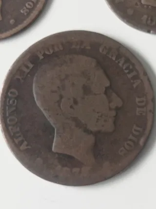 Lote 3 Monedas Alfonso XIII 5 y 10 céntimos