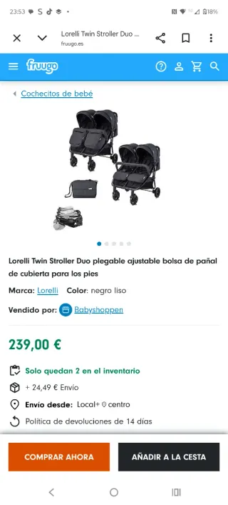 Carro gemelar Lorelli Twin Stroller Duo