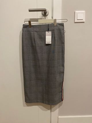 Falda midi cuadros Mango