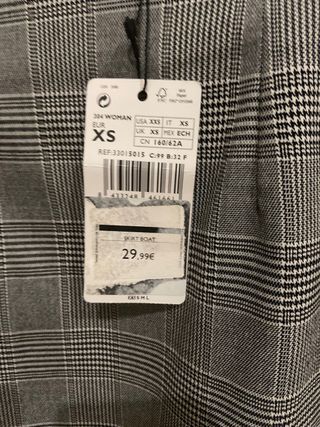 Falda midi cuadros Mango