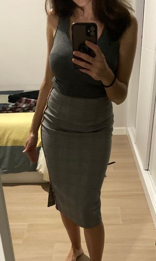 Falda midi cuadros Mango