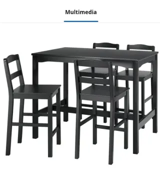 Mesa alta cocina con 6 sillas negras