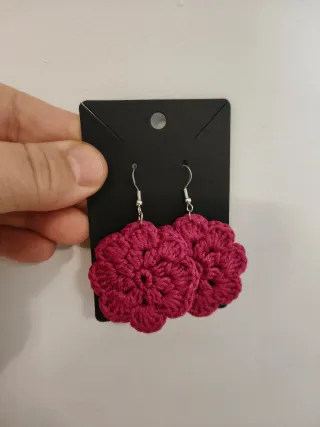 Pendientes Crochet Flor Hechos a Mano