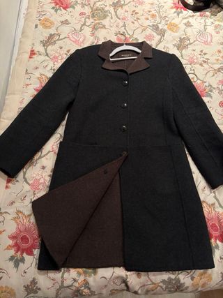 Gabardina Massimo Dutti Mujer Negro/Marrón