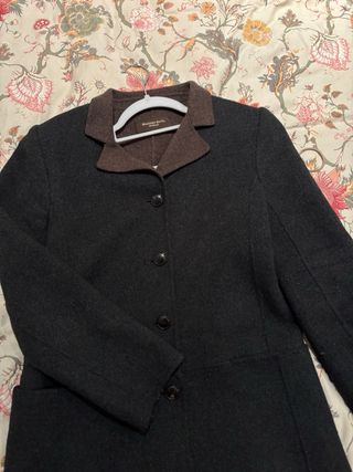 Gabardina Massimo Dutti Mujer Negro/Marrón