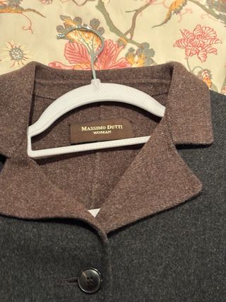 Gabardina Massimo Dutti Mujer Negro/Marrón