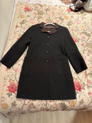 Gabardina Massimo Dutti Mujer Negro/Marrón