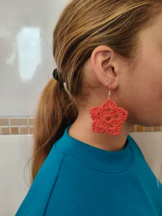 Pendientes crochet flor hechos a mano
