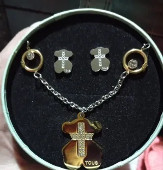 Conjunto Tous: Collar y Pendientes Bicolor