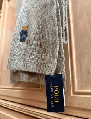Bufanda Ralph Lauren Gris con Oso y RL