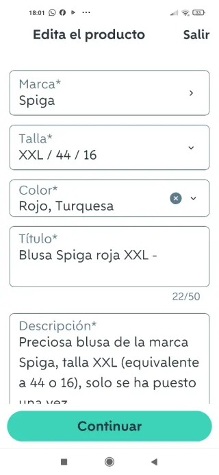 Blusa roja blanco turquesa d poliéster Inarrugable