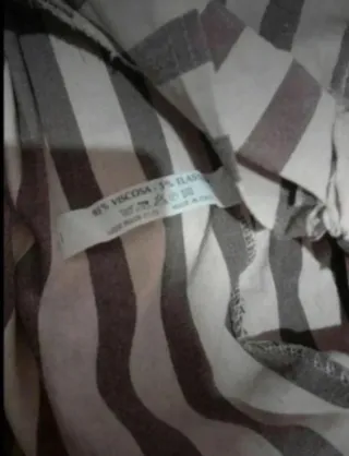 Pantaloni donna a righe beige e bianco