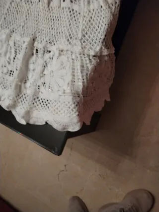 Falda larga crochet blanca