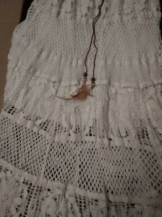 Falda larga crochet blanca