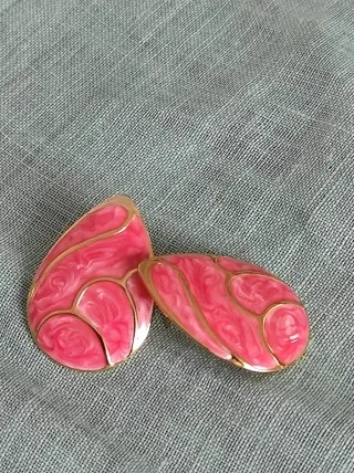 Orecchini a goccia smalto oro e arancio rosato