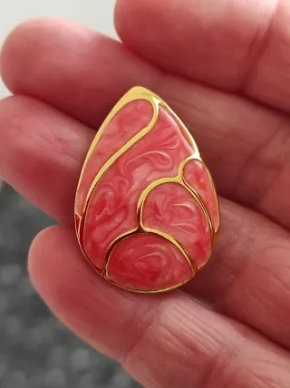 Orecchini a goccia smalto oro e arancio rosato