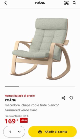 Sillón/mecedora de descanso madera y tela verde