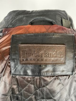 Giacca lunga in Pelle Vintage Timberland Nera