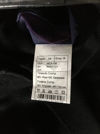 Cappotto Tagliente Lana e Cashmere Uomo Nero