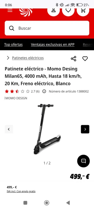 Patinete Eléctrico MOMO DESIGN un par de usos