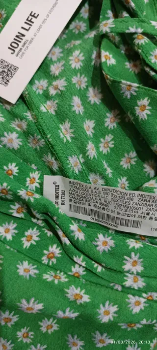 Falda pantalón mini Zara floral verde Talla L