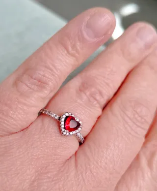 Conjunto Pandora Corazón Rojo y Plata