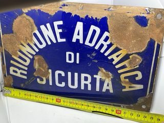 Targa metallo smaltato Assicurazione anni 50