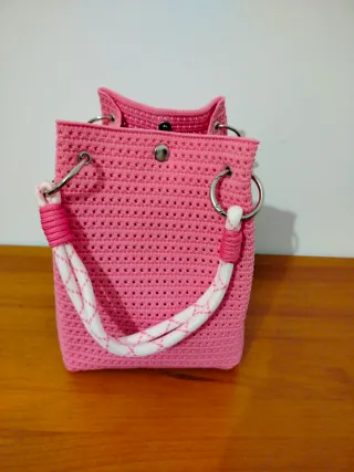 Bolso cubo nylon de mano, rosa