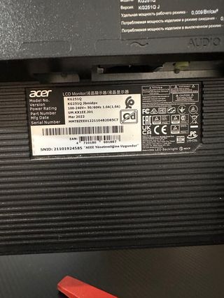 Monitor Acer Negro y Rojo